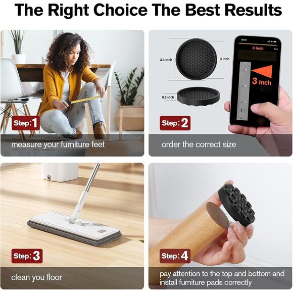 Furniture Coasters, 16 Pcs Round Furniture Coasters for Hardwood Floors, 3” - Picture 8 of 8